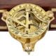 Brass Nautical Sundial Compass with Wooden Case